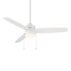 Wac Atlantis Indoor and Outdoor 3-Blade Pull Chain Ceiling Fan 52in Matte White with 3000K LED Light Kit F-072L